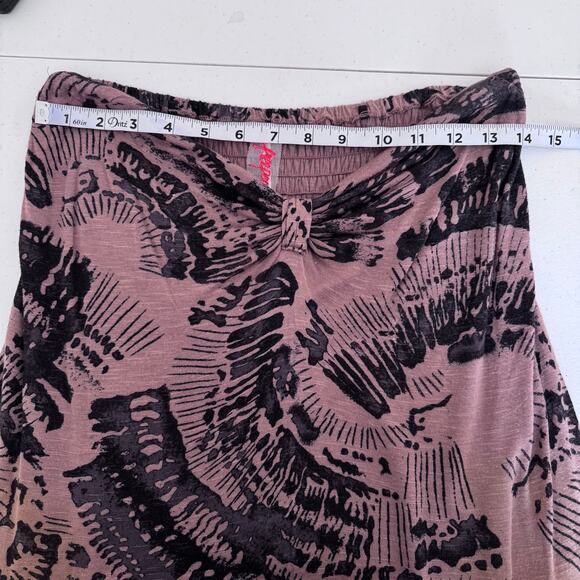 Free People Linen Cinched Brown Abstract Print Tube Top Women's Small Boho Indie - Picture 7 of 8